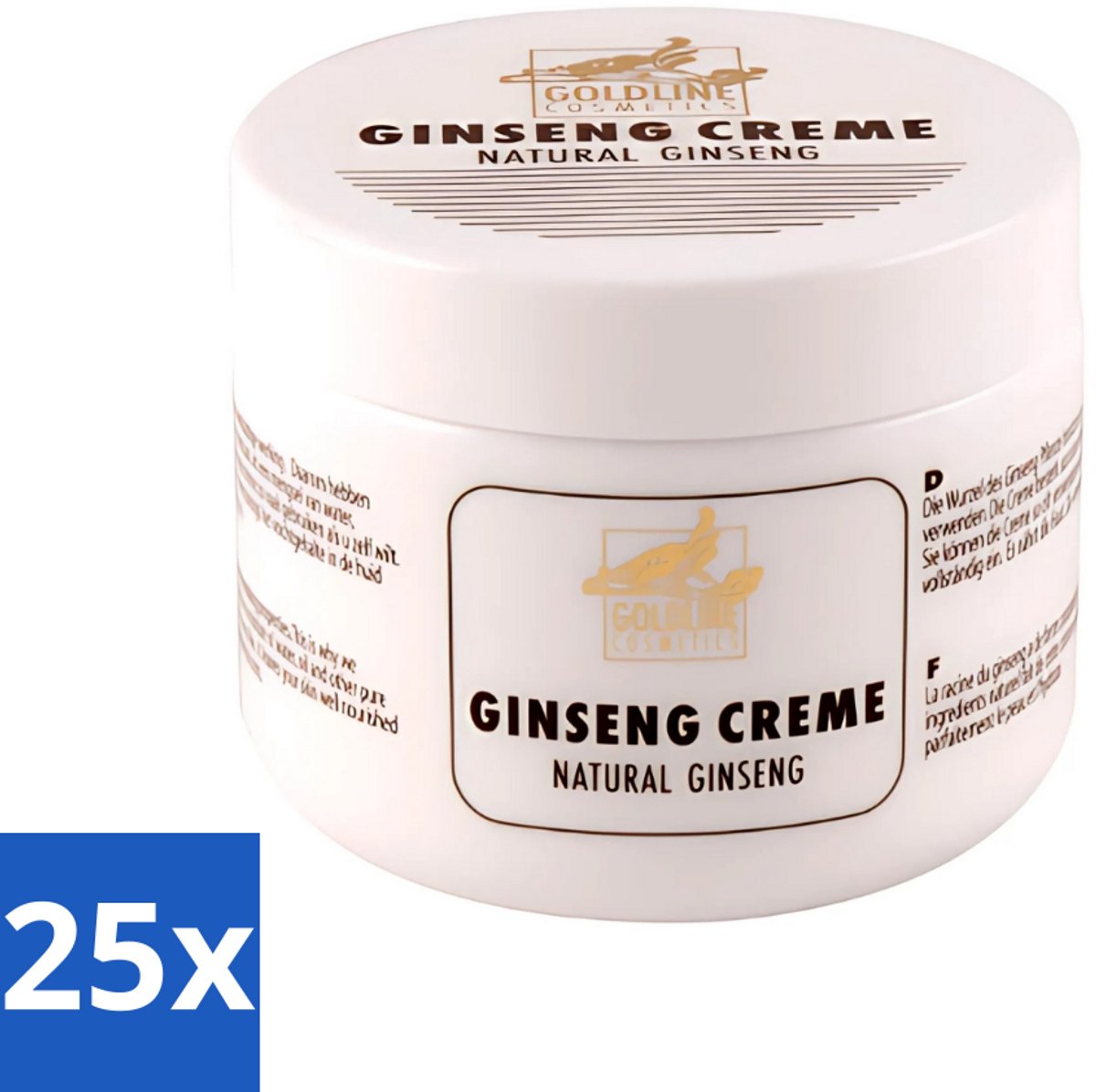 25 x Goldline - Bodycrème - Natural Ginseng - Verzorgend & Versterkend - 250 ml - Ginseng Bodycrème - Huidverzorging - Natuurlijke Huidcrème - Huidversterking - Hydratatie