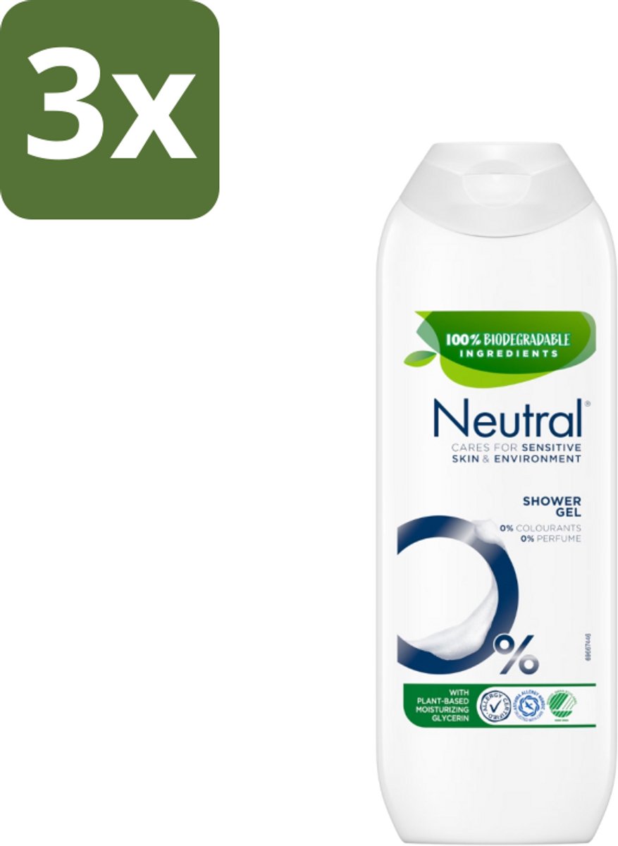 3 x Neutral - Douchegel - Gevoelige Huid - 0% Kleurstof & Parfum - Met Plantaardige Glycerine - 250 ml - Douchegel - Gevoelige Huid - 0% Kleurstof - 0% Parfum - Plantaardige Glycerine