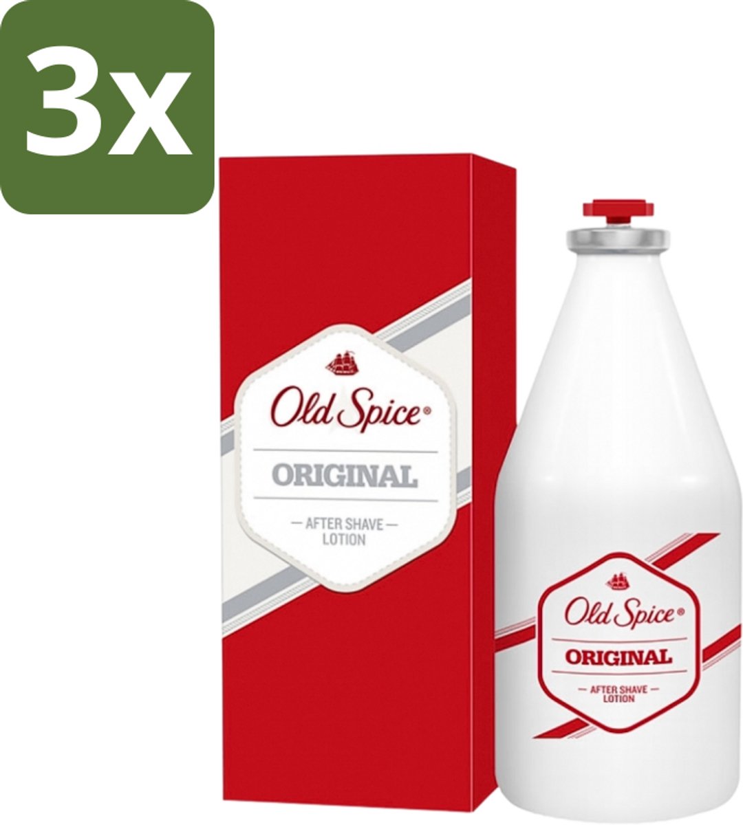 3 x Old Spice - Original - Aftershave Lotion - Verfrissend - 100 ml - Aftershave Lotion - Aftershave - Mannelijke Geur - Huid Verzorging - Scheren Na