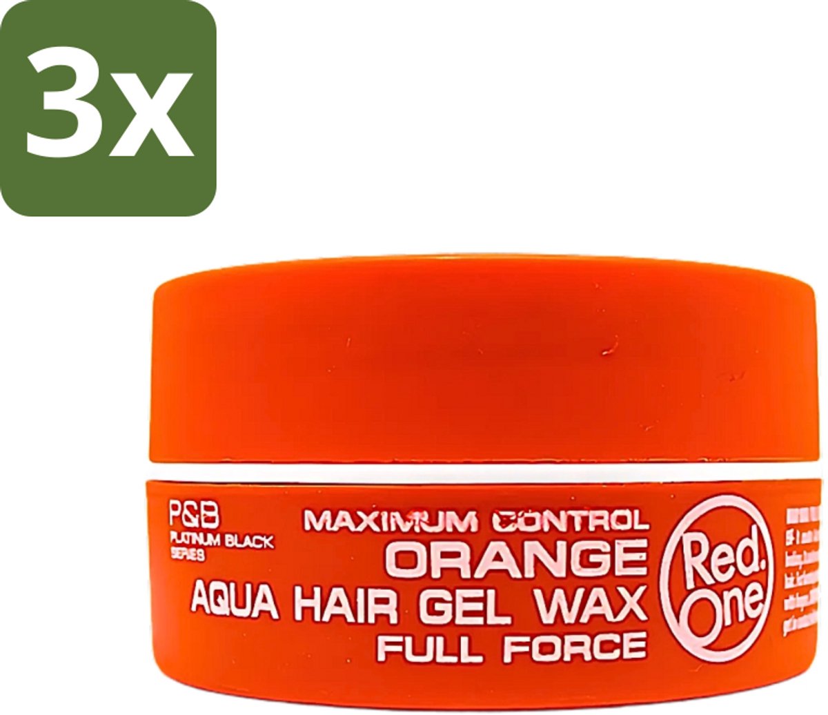 3 x Red One - Haarwax - Aqua Orange - Verfrissende Styling - Voor Sterke Hold & Glanzende Finish - 150 ml - Haarwax - Aqua Orange - Styling - Strong Hold - Glanzende Finish