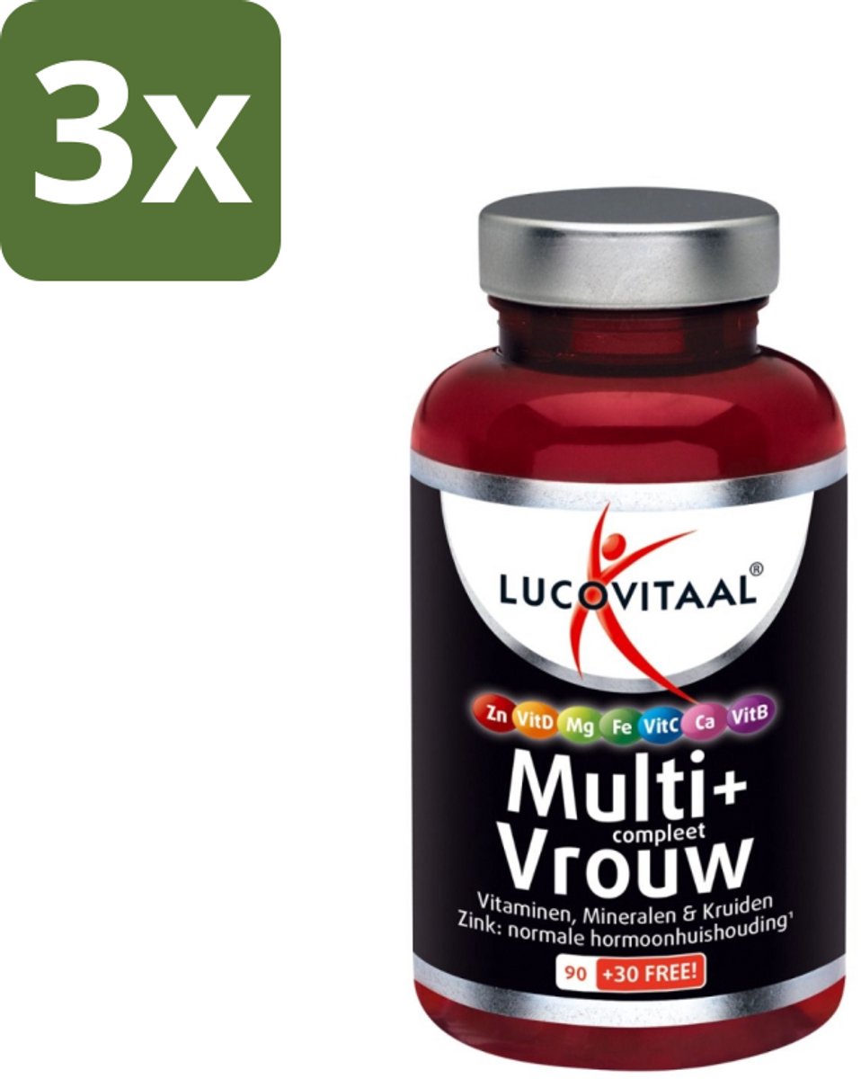 3 x Lucovitaal - Vitaminen - Multi + Compleet Vrouw - 120 Tabletten - Multivitamine Vrouw - Gezondheid Vrouw - Energie Vrouw - Vitaliteit Vrouw - Hormoonbalans