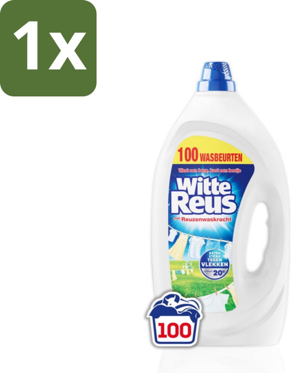 1 x Witte Reus Wasmiddel Gel 100 Wasbeurten 4,5 liter - Wasmiddel Gel - Witte Was - Vlekken Verwijderen - Koud Water Wassen - Energiezuinig Wassen