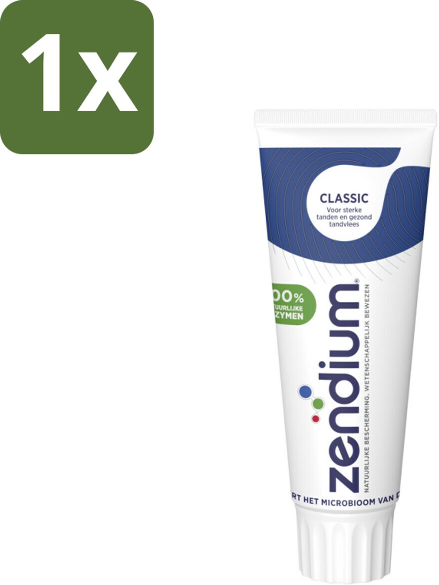1 x Zendium Tandpasta Classic 75 ml - Tandpasta - Natuurlijke Enzymen - Gezond Microbioom - Fluoride - Gevoelige Mond