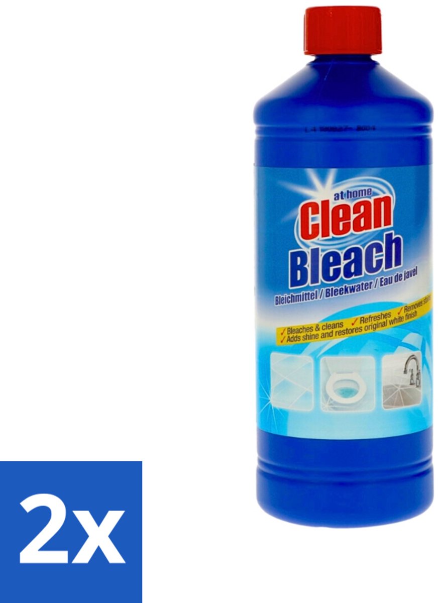2 x At Home - Clean - Bleekmiddel - Hersteld Oorspronkelijke Wit - 1 L - Bleken - Reinigen - Vlekken Verwijderen - Witte Glans Herstellen - Huishoudelijke Producten