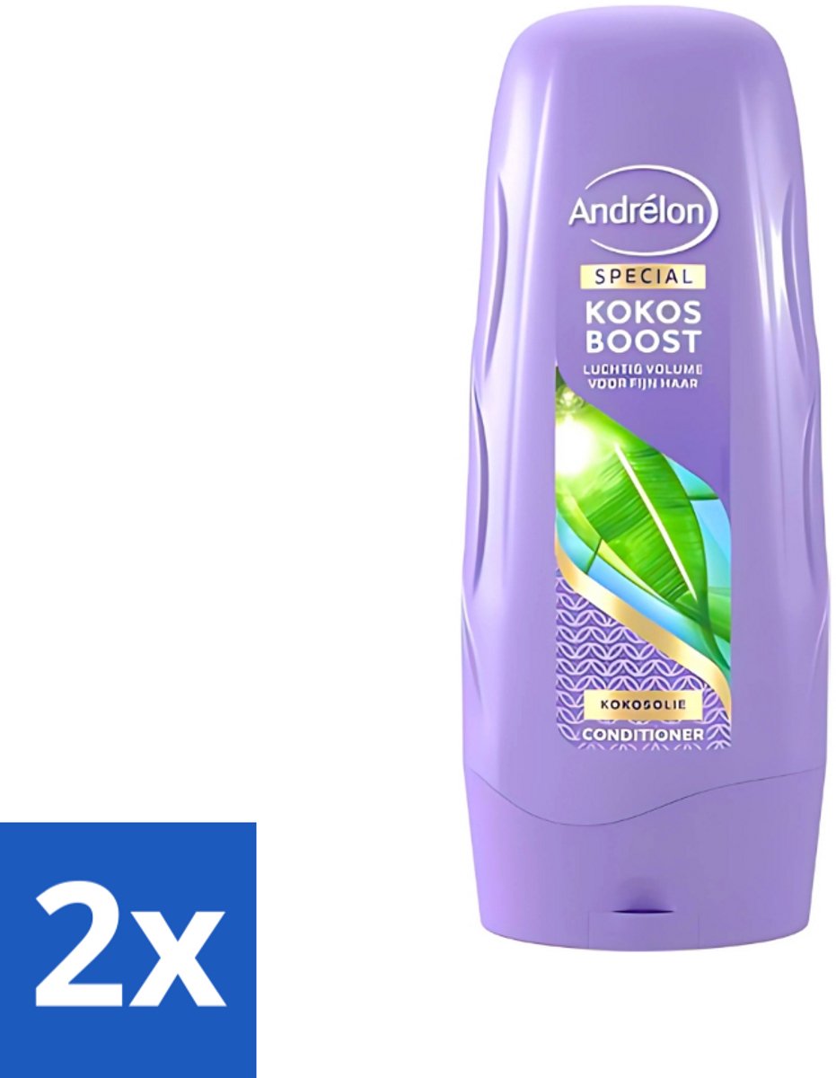 2 x Andrélon - Kokos Boost - Conditioner - Voor Droog Haar - 300 ml - Droog Haar - Kokosolie - Hydratatie - Voeding - Natuurlijke Glans