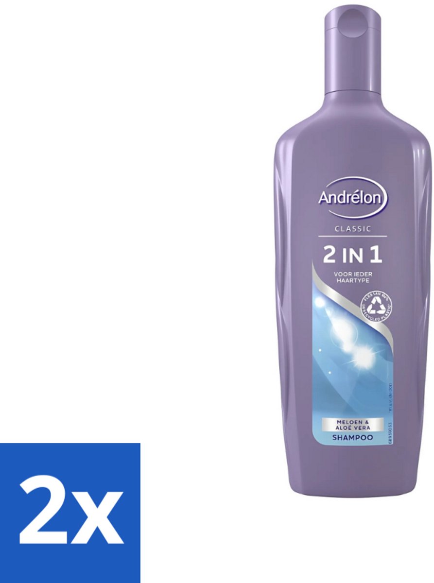 2 x Andrélon - 2-in-1 - Shampoo - Voor Snel & Effectief Wassen - 300 ml - 2-in-1 Shampoo Conditioner - Snel Wassen - Haar Verzorgen - Meloen En Aloë Vera - Hydraat