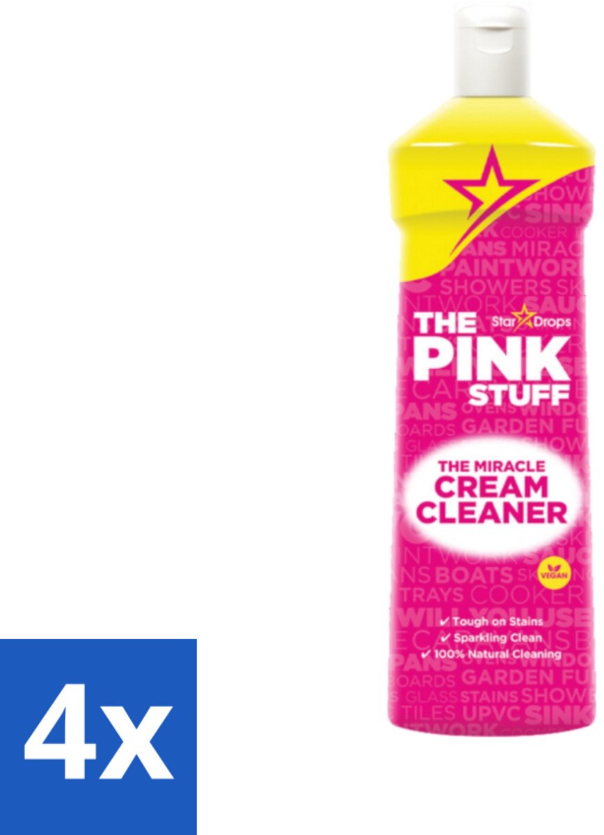 The Pink Stuff - Miracle Cream Cleaner - Allesreiniger - Voor Keuken & Badkamer - 500ml - Voordeelverpakking - 4 stuks