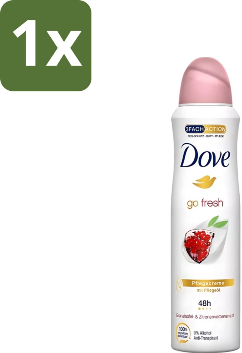 1 x Dove - Deodorant - Go Fresh Granaatappel - Frisse en fruitige geur - 150 ml - Dove Go Fresh - Deodorant Spray - Anti-transpirant - Frisheid - Fruitige Geur
