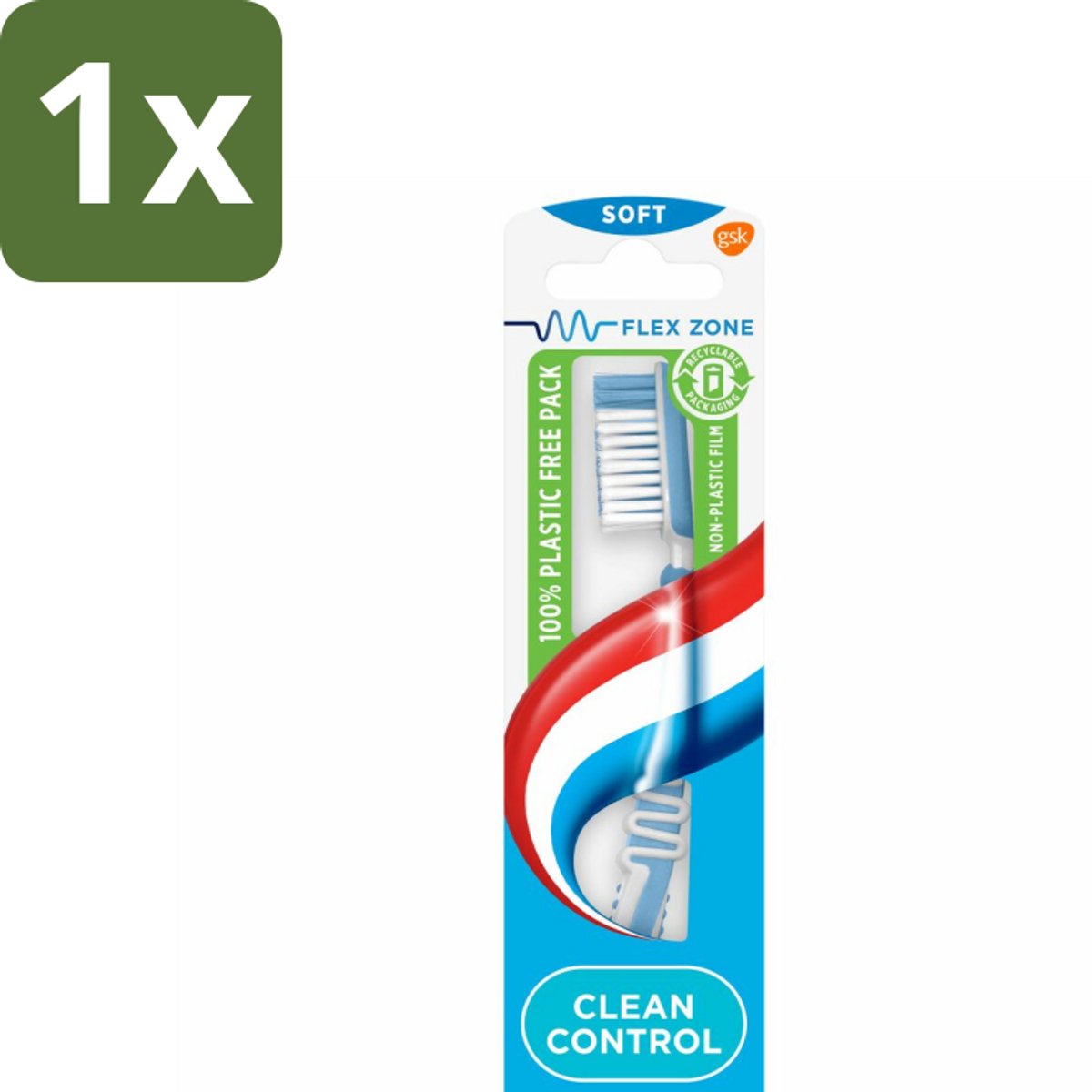 1 x Aquafresh Tandenborstel Clean Control Soft - Tandenborstel - Tandenborstel Soft - Tandenborstel Zacht - Tandenborstel Voor Tandvlees - Tandenborstel Met Flexibele Zone