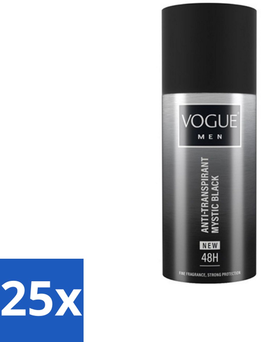 Vogue Men - Mystic Black - Deodorant Spray - Anti-transpirant - 150 ml - Bulkverpakking - 25 stuks