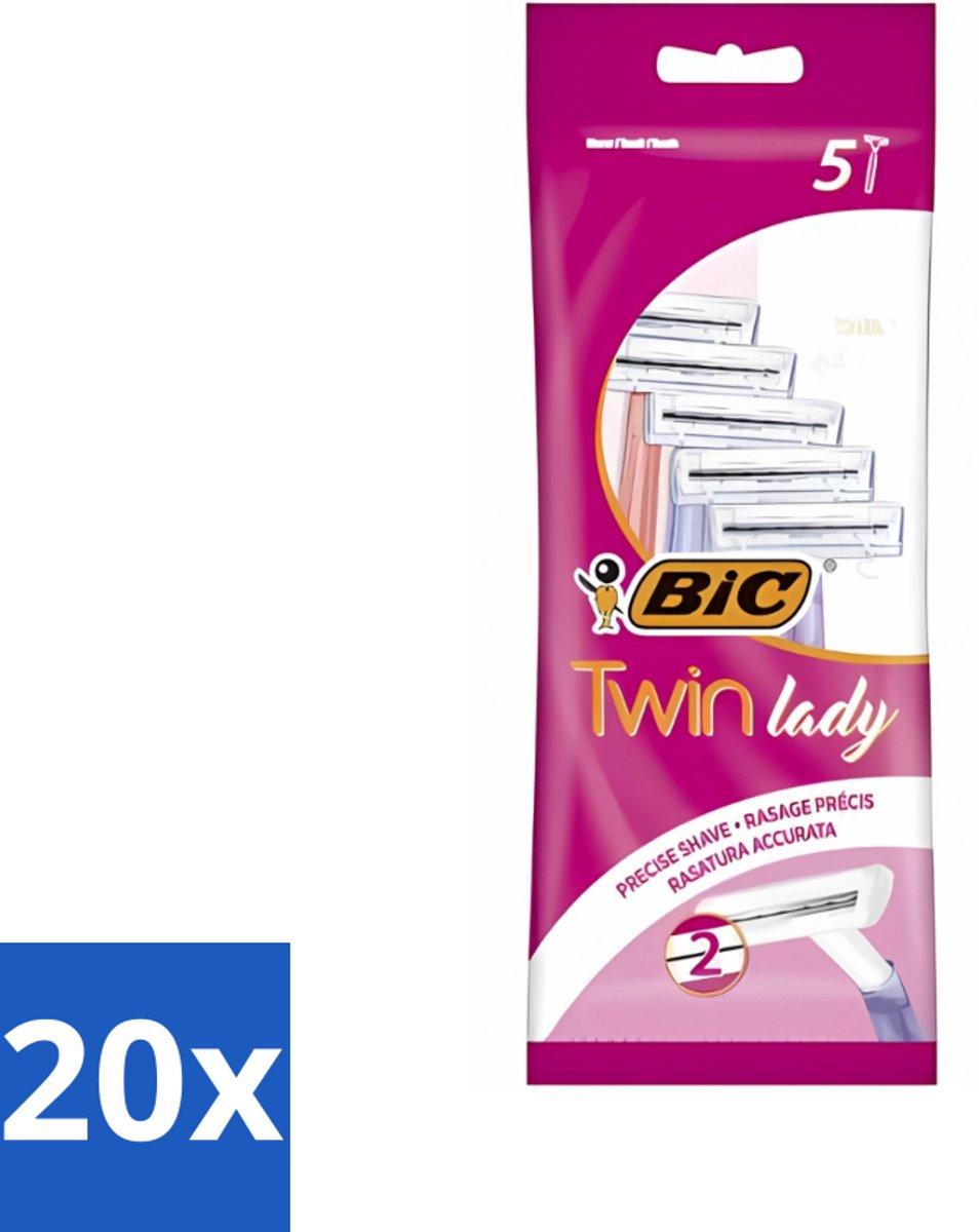 Bic - Twin Lady - Scheermesjes - Dubbel Mesje - Wegwerpmesjes - 5 Scheermesjes - Bulkverpakking - 20 stuks
