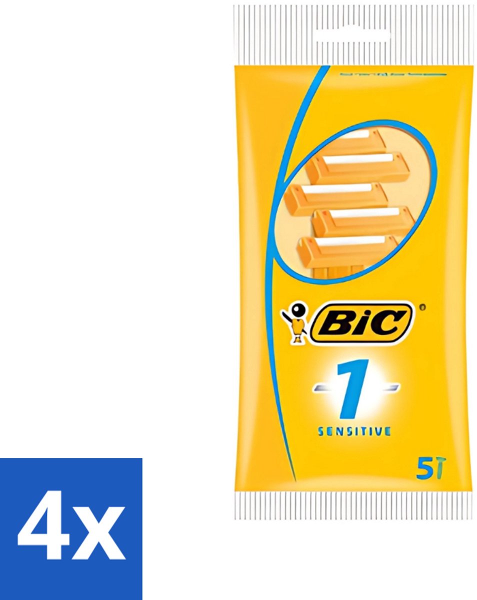 4 x Bic - Scheermesjes - Sensitive - Enkel Mesje - Wegwerpmesjes - 5 Scheermesjes - Scheermesje - Gevoelige Huid - Wegwerpscheermesje - Roestvrij Staal - Polymerische Bekleding
