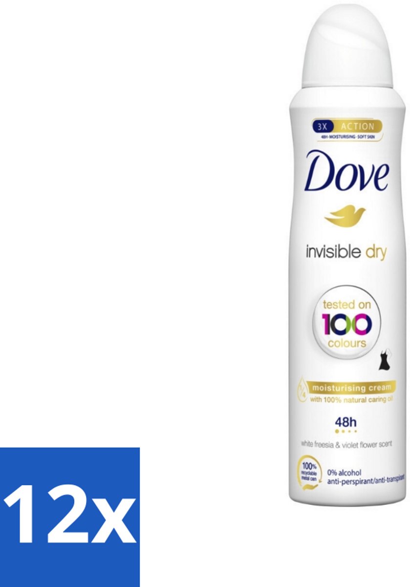 12 x Dove - Deodorant - Spray Invisible Dry - Onzichtbare bescherming - 250 ml - Dove Invisible Dry - Onzichtbare Vlekken - Deodorant Spray - Zweet En Geur - 48 Uur Bescherming