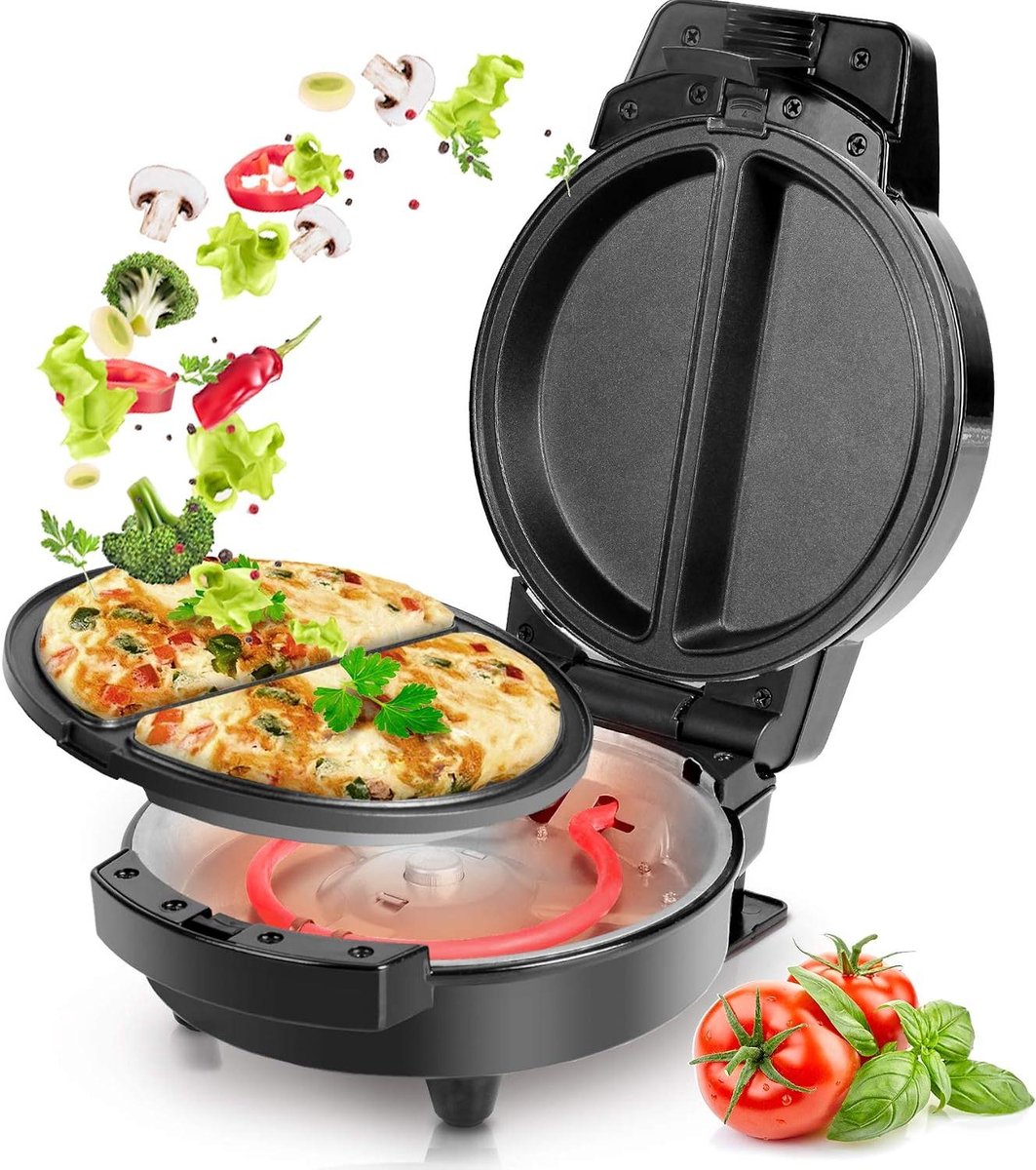 Omeletmaker - Eiergerecht Maker - Ontbijt Lunch Diner - Twee Anti-aanbak Platen - 22 x 17 x 10 cm - Zwart
