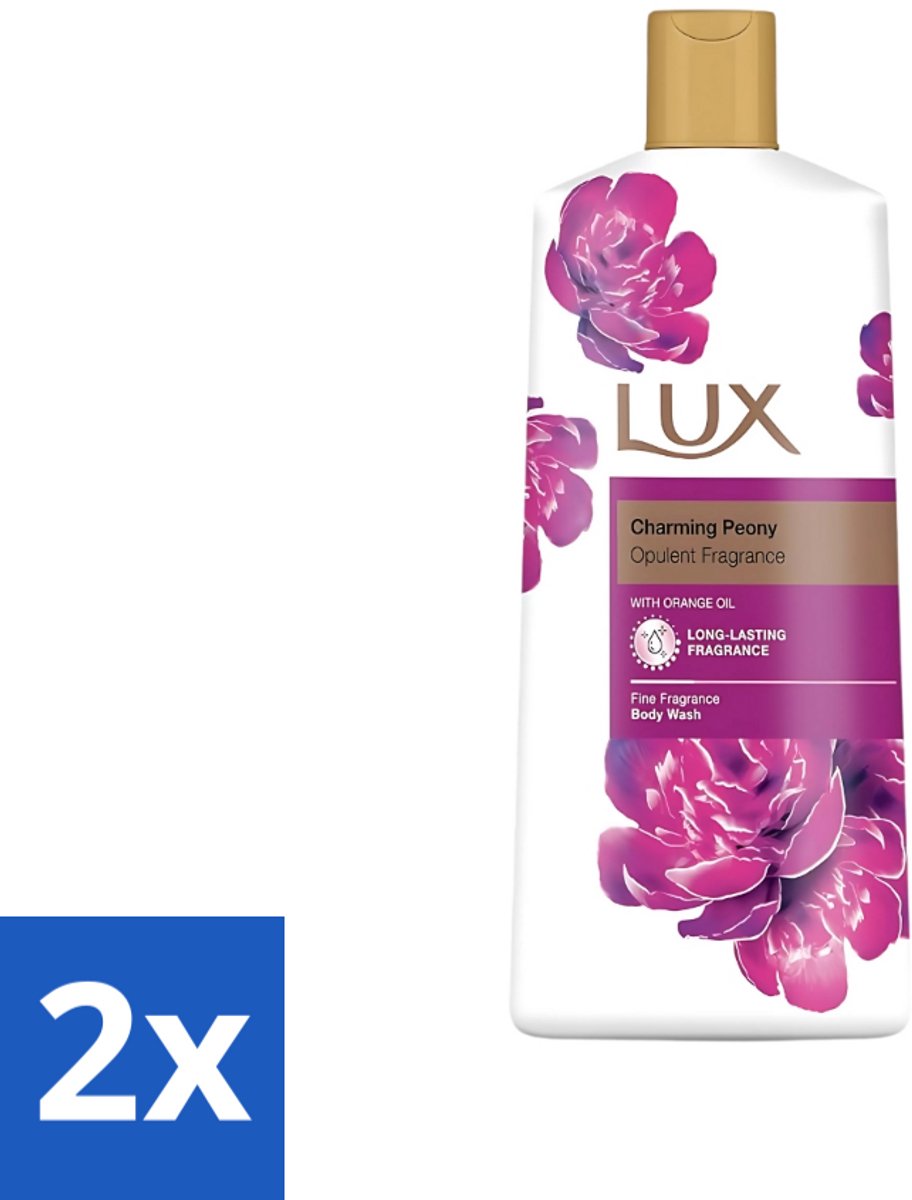 2 x Lux - Body Wash - Charming Peony - Verzorgende Douchegel - Langdurend - 600 ml - Pioenroos Geur - Lux Body Wash - Douchegel - Hydraterende Bodywash - Langdurige Geur