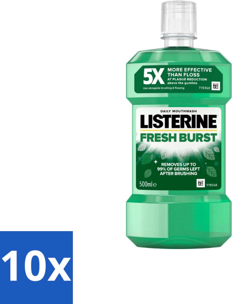 Listerine - Mondwater - Fresh Burst - Sterk Gebit - 500 ml - Bulkverpakking - 10 stuks