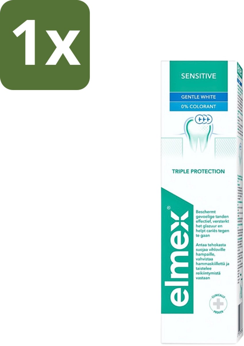 1 x Elmex - Tandpasta - Sensitive Whitening - Triple Protection - 75 ml - Gevoelige Tanden - Tandpasta - Witte Glimlach - Mondgezondheid - Bacteriën Bestrijden