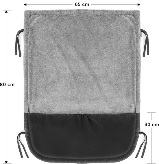 Kinderwagendeken - Baby deken - Warm en droog - Waterafstotend fleece - 65 x 30 x 80 cm - Zwart/Grijs — afbeelding 4