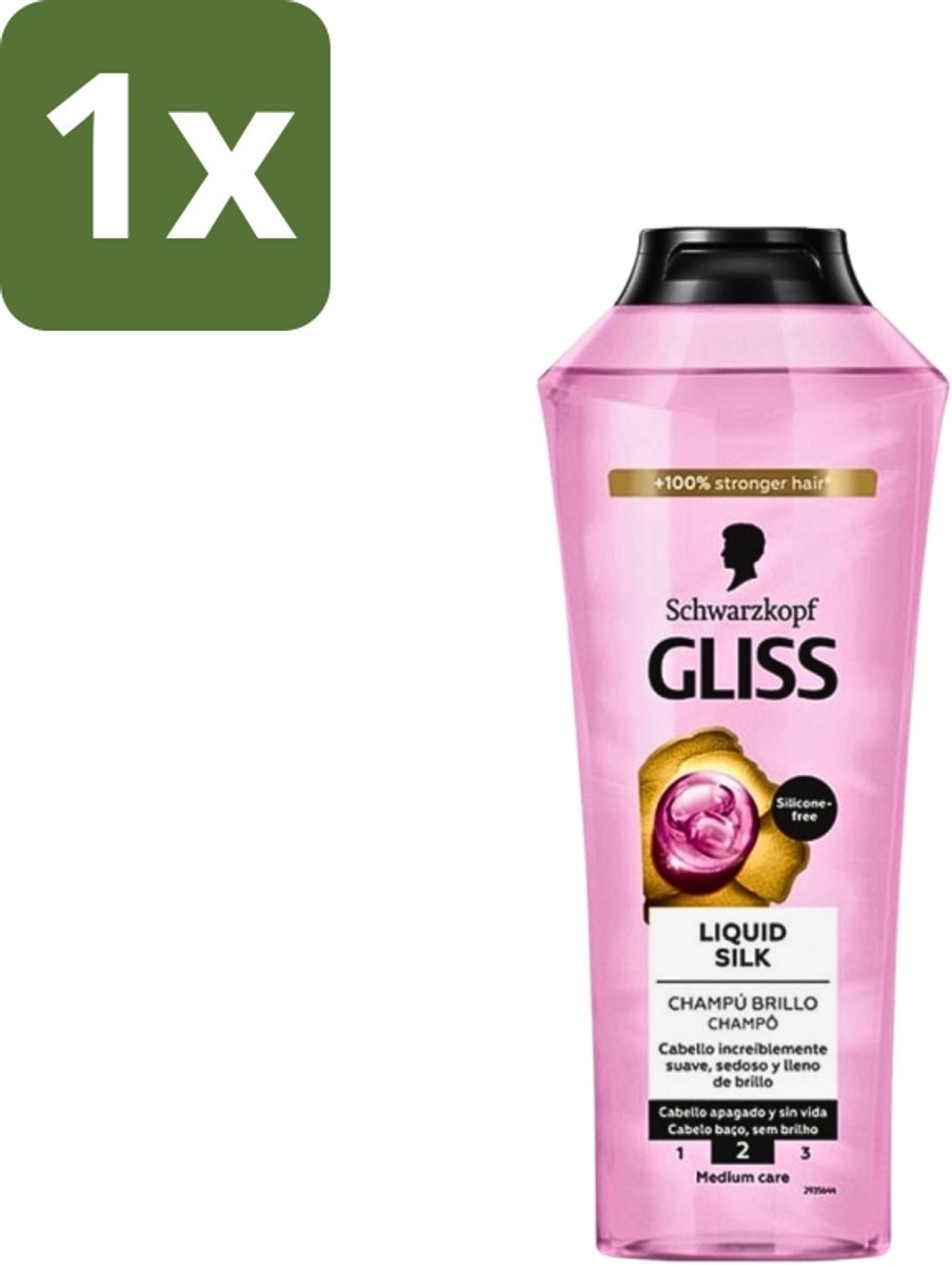 1 x Gliss-Kur - Shampoo - Liquid Silk - Zijdezachte Haarverzorging - 400 ml - Zijdezachte Haarverzorging - Haar Glans - Haarvoeding - Haarstructuur - Haarversterking