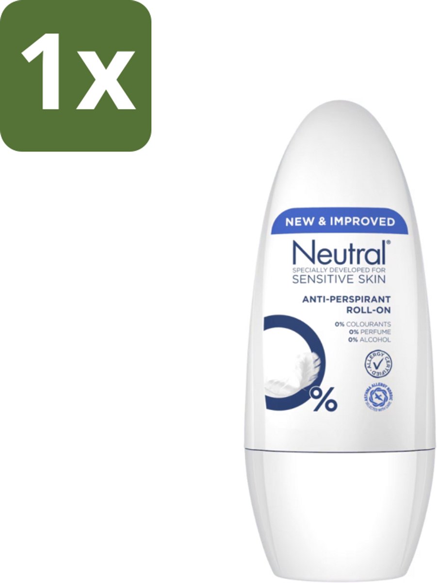 1 x Neutral - Deodorant Roller - Gevoelige Huid - Anti-perspirant - 0% Parfum, Kleurstof & Alcohol - 50 ml - Gevoelige Huid - Anti-perspirant - Deodorant Roller - Biologisch Afbreekbaar - Milieuvriendelijk