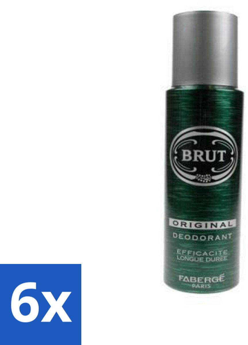 6 x Brut Deospray Original Brut 200 ml - Deodorant Spray - Brut Original - Langdurige Frisheid - Zweetbevochtiging - Geurdekkend