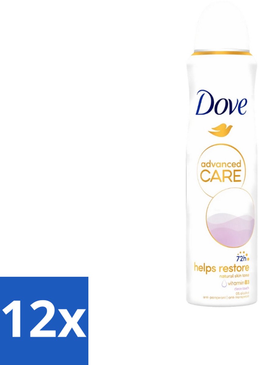 Dove - Deodorant - Spray Clean Touch - Zachte geur en verzorging - 150 ml - Voordeelverpakking - 12 stuks