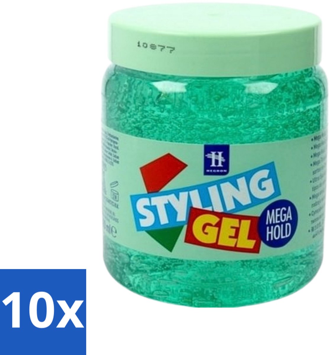 10 x Hegron - Styling Gel - Megahold - Sterke Fixatie - 150 ml - Styling Gel - Haar Fixatie - Megahold Gel - Haartype - Haartype Styling