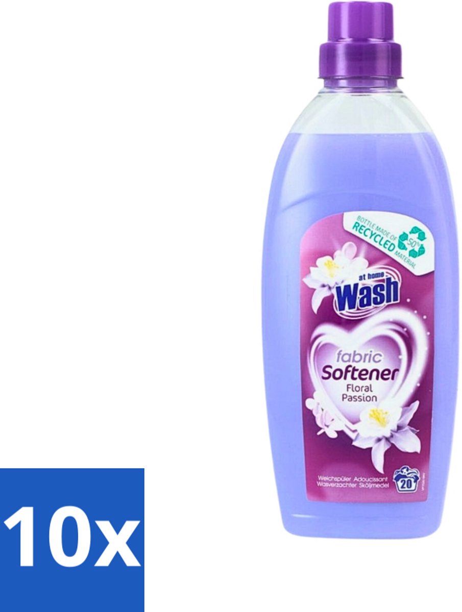 10 x At Home - Wash - Wasverzachter - Floral Passion - 20 Wasbeurten - Wasverzachter - Wasverzachter Floral Passion - Wasverzachter Voor Kleding - Wasverzachter Voor Alle Stoffen - Wasverzachter Voor Katoen