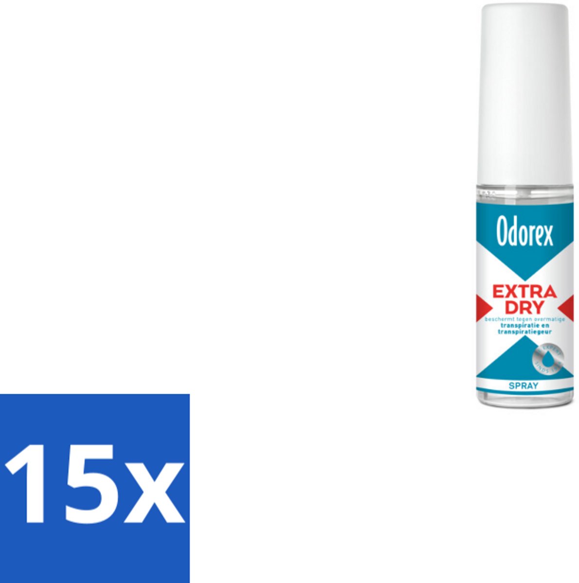 15 x Odorex Extra Dry Pompspray 30 ml - Extra Droog - Overmatig Zweten - Intens Droog - Pompspray - Deodorant