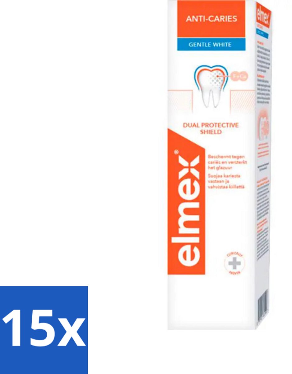 15 x Elmex Tandpasta Anti-Cariës Gentle White 75 ml - Anti Cariës - Whitening - Tandpasta - Gaatjes - Remineralisatie