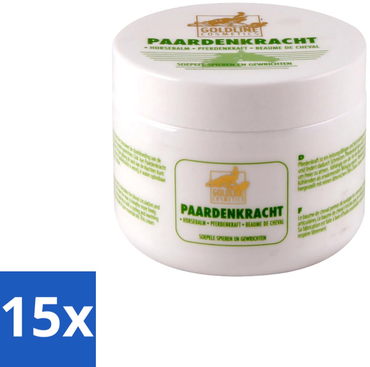 15 x Goldline - Bodycrème - Paardenkracht - Herstel & Verzorging - 250 ml - Bodycrème - Herstel - Huidverzorging - Spierherstel - Hydratatie
