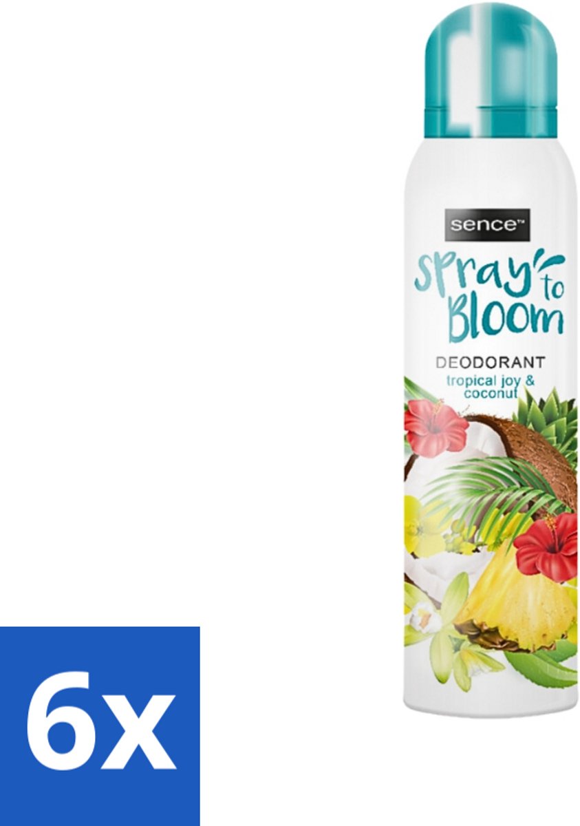 6 x Sence - Tropical Joy & Coconut - Deodorant - Exotisch - 150 ml - Kokos Geur - Tropisch Fruit - Exotische Geur - Deodorant - Frisheid
