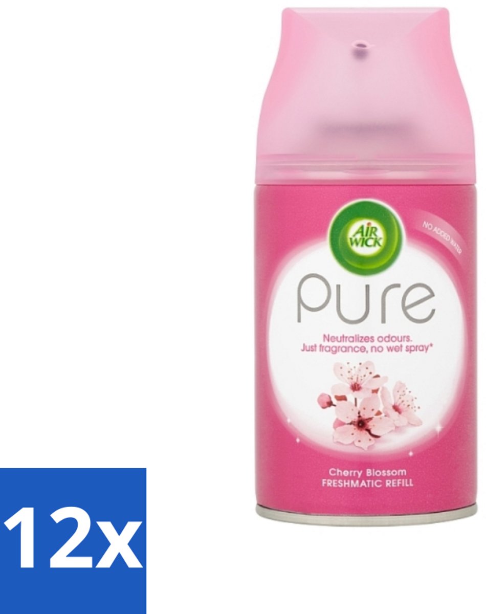12 x Air Wick - Luchtverfrisser Navulling - Kersenbloesem - Automatische Spray - 250 ml - Kersenbloesem - Essentiële Oliën - Geur - Geurverspreiding - Fris