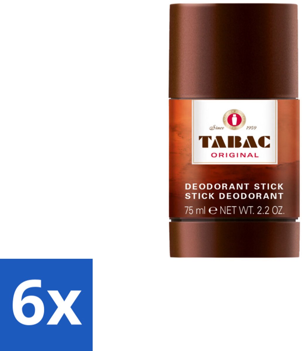 6 x Tabac Original Deodorant Stick 75 ml - Deodorant Stick - Mannelijke Geur - Zweetbescherming - Frisheid - Langdurige Bescherming