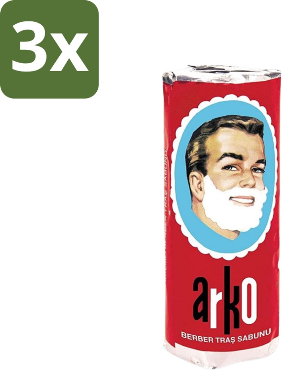 3 x Arko - Scheerzeep - Verzorgt en Beschermt de Huid - 75 ml - Scheerzeep - Scheermes - Schuim - Huidbescherming - Traditioneel Scheren