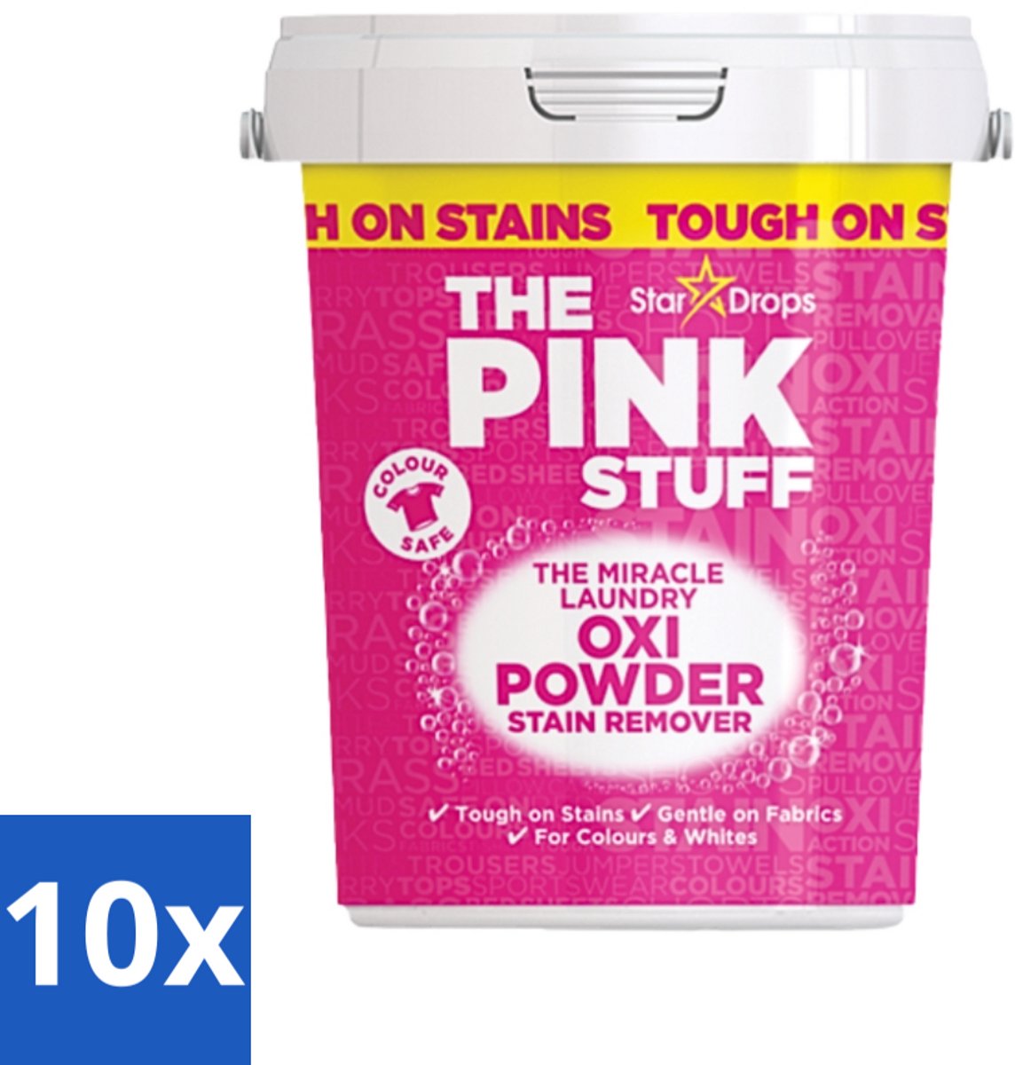 10 x The Pink Stuff - Vlekverwijderaar - Voor Bonte Was - 1kg - Vlekverwijderaar - Wasgoed Reinigen - Vlekken Verwijderen - Poeder Voor Was - Kleurbehoud