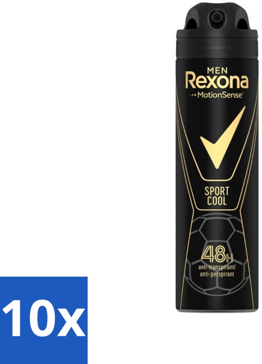 10 x Rexona Men - Sport Cool - Deodorant Spray - Anti Transpirant - 150 ml - Sport Deodorant - Voetbal Deodorant - Anti Transpirant Spray - Frisheid Voor Sport - Motion Sense Deodorant