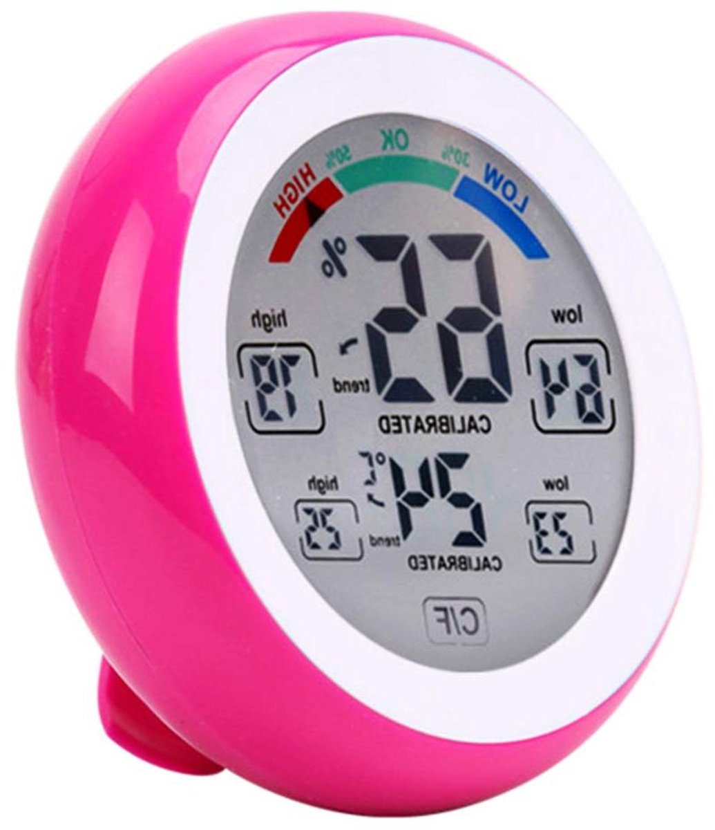 Thermometer Hygrometer - Weerstation Tester - Omgevingsbewaking Binnen - Rond Touchscreen - 9 x 9 x 2.6 cm - Rood