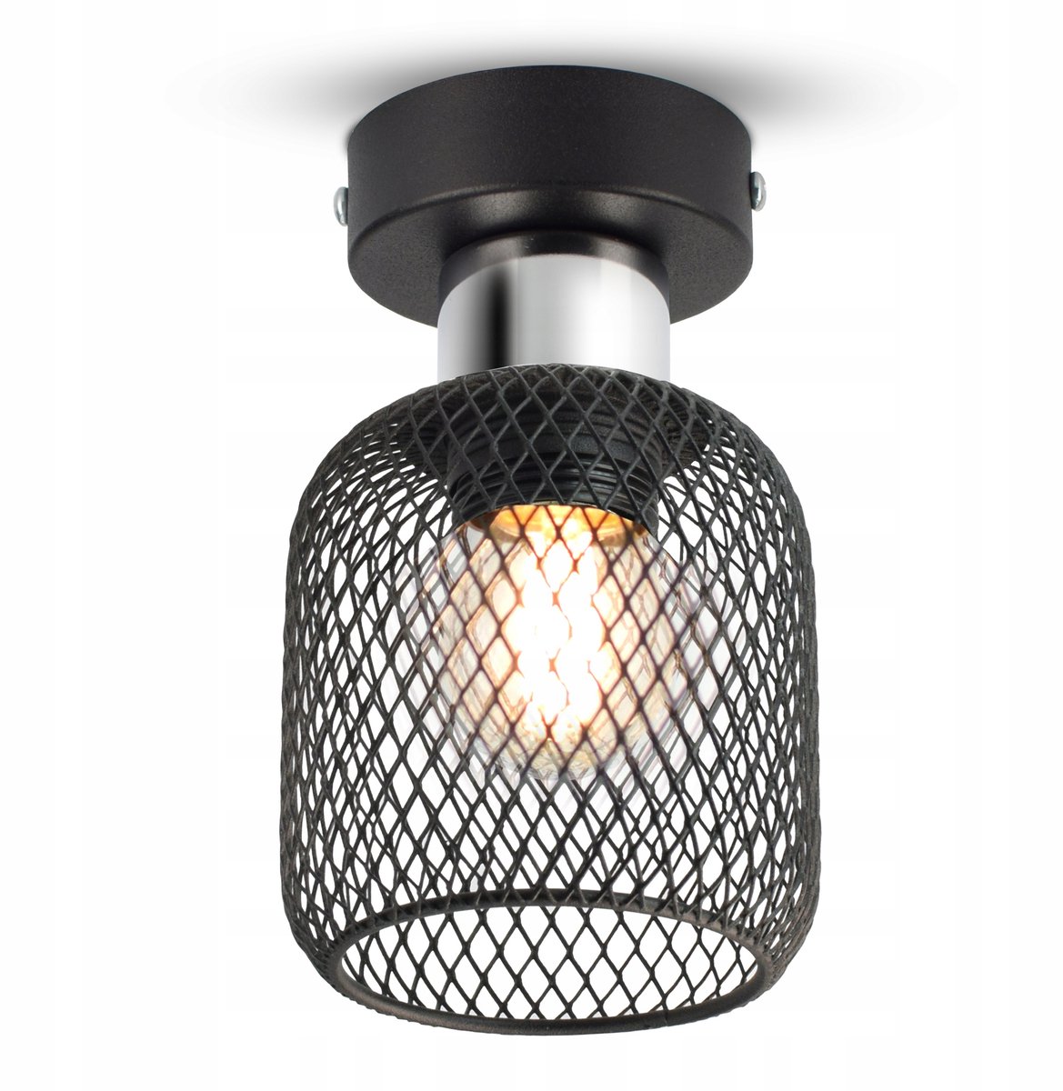 Merkloze Loft Plafondlamp met Metalen Gaaskap, E27 Fitting