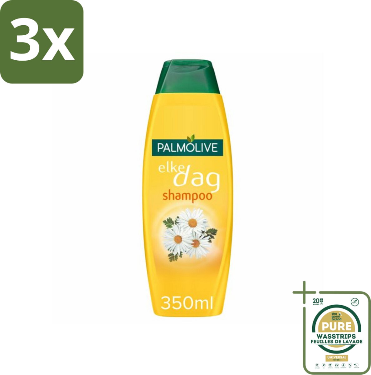 3 x Palmolive Shampoo Elke Dag 350 ml - Grootverpakking - Shampoo Elke Dag - Kamille Extract - Natuurlijke Shampoo - Haartype - Milde Shampoo