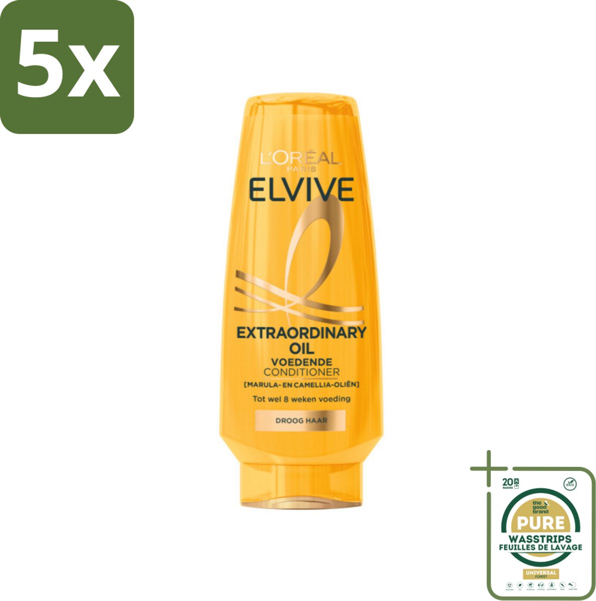5 x L'Oréal Elvive Extraordinary Oil Conditioner 200 ml - Grootverpakking - Droog Haar - Haar Verzorging - Haar Hydraatatie - Haar Herstel - Haar Glans