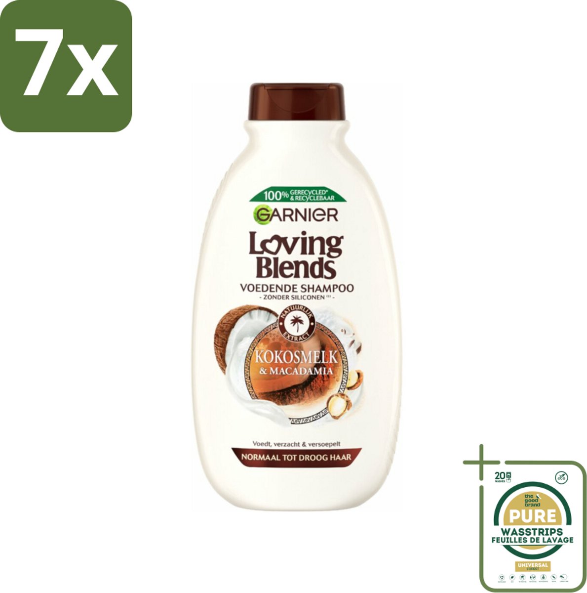 7 x Garnier Loving Blends Kokosmelk en Macadamia Shampoo 300 ml - Grootverpakking - Kokosmelk Shampoo - Macadamia Shampoo - Voedend Haarverzorging - Droog Haar Shampoo - Normaal Haar Shampoo