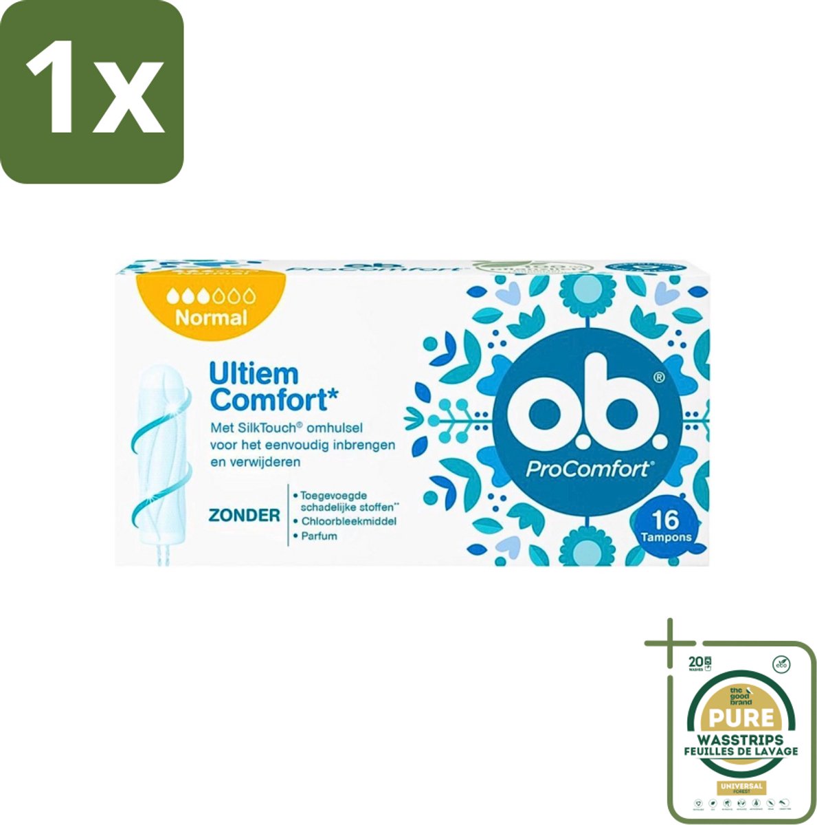 1 x o.b. Tampons - ProComfort Normal - Voor Betrouwbare Bescherming & Comfort - 16 Tampons- Tampons - Menstruatiebescherming - Betrouwbare Bescherming - Comfort - 100% Plantaardige Kern