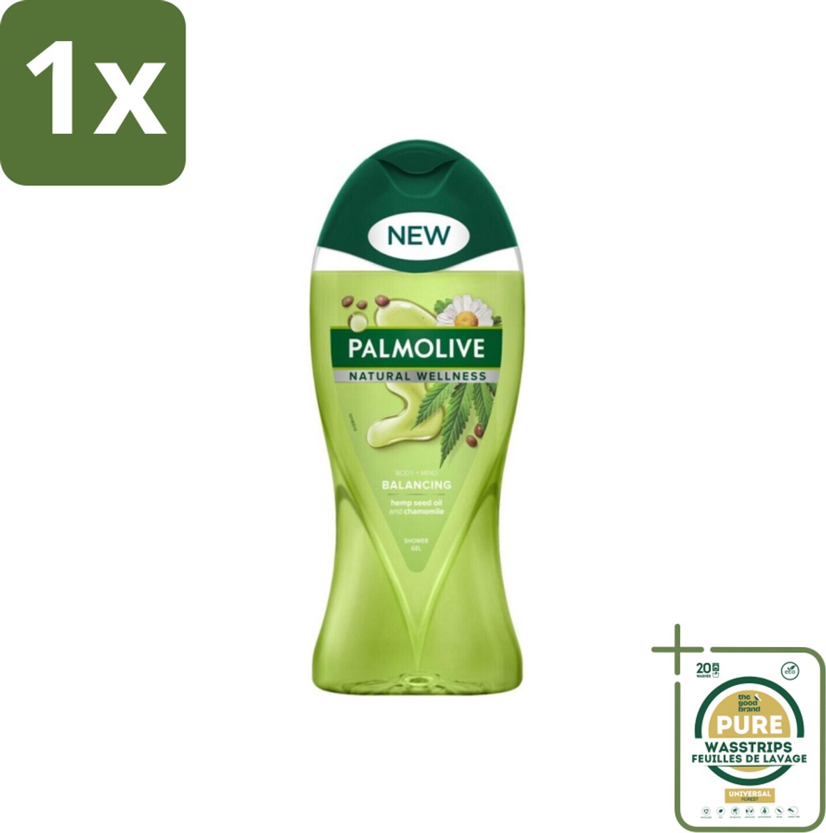 1 x Palmolive - Natural Wellness - Douchegel - Balancing - Ontspannend & Fris - 250 ml- Douchegel - Ontspanning - Wellness - Balans - Cannabiszaadolie