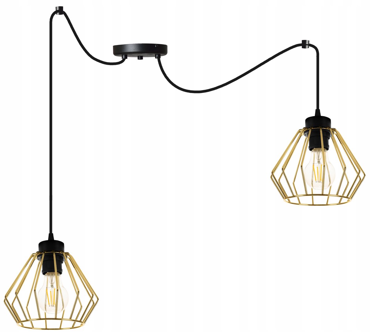 Merkloze Gouden Metalen Hanglamp met Draadkooi Plafondlamp