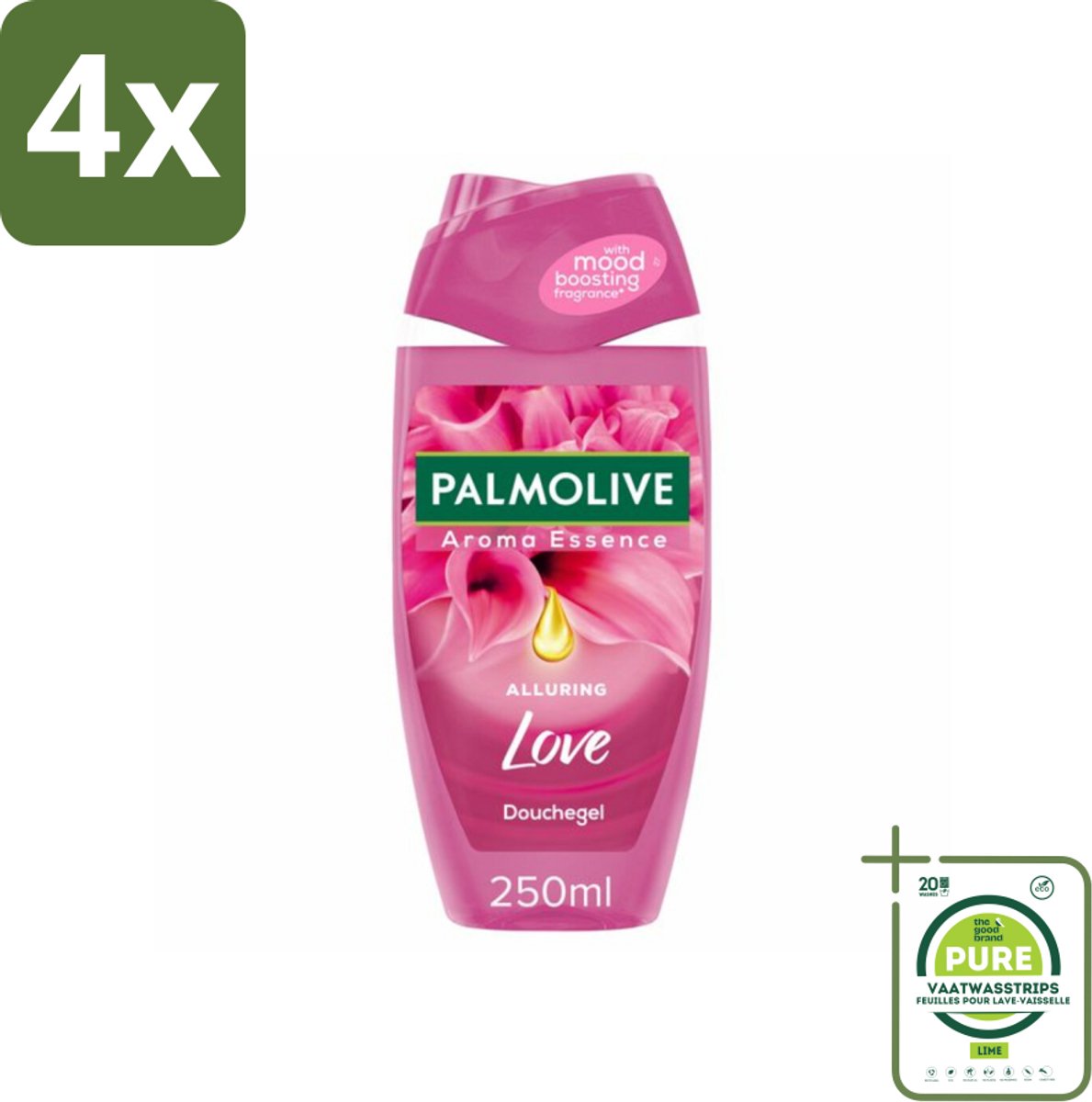 Palmolive Douchegel Aroma Essence Alluring Love 250 ml - Voordeelverpakking - 4 stuks - Douchegel - Geur