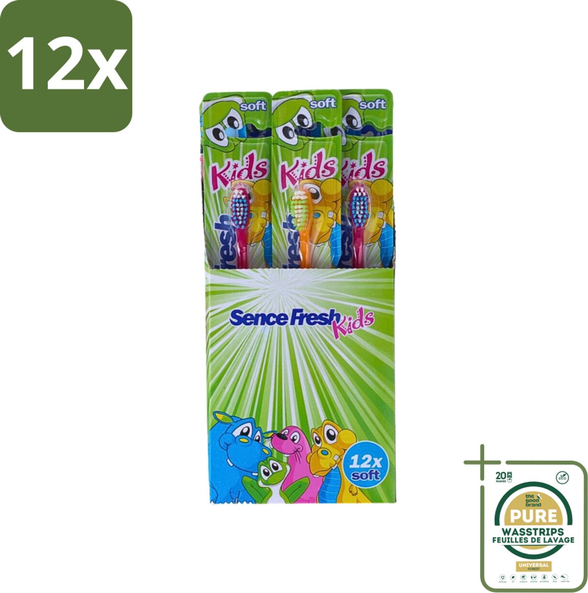 Sence - Fresh Kids Soft - Tandenborstels - Zacht - 12 Tandenborstels - Voordeelverpakking - 12 stuks - Kindertandenborstel - Tandenborstel voor kinderen