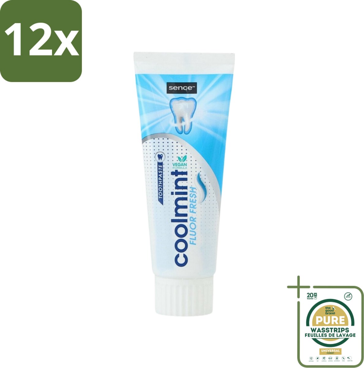 Sence - Freshmint - Tandpasta - Met Fluor - 75 ml - Voordeelverpakking - 12 stuks - Frisse adem - Mondhygiëne