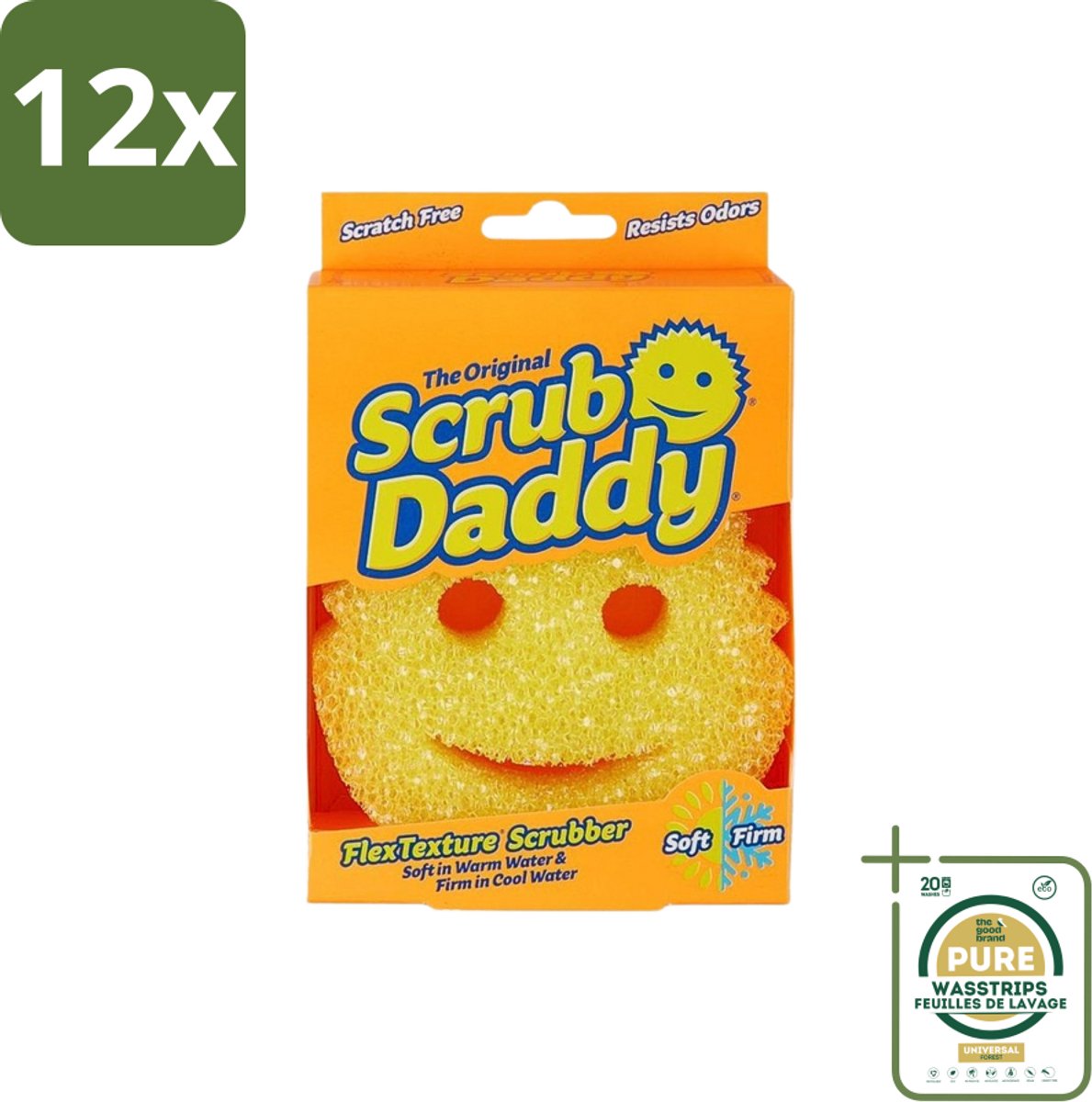Scrub Daddy - Spons - Veranderende Textuur - 1 Spons - Voordeelverpakking - 12 stuks - Schrobben - Vaat reinigen