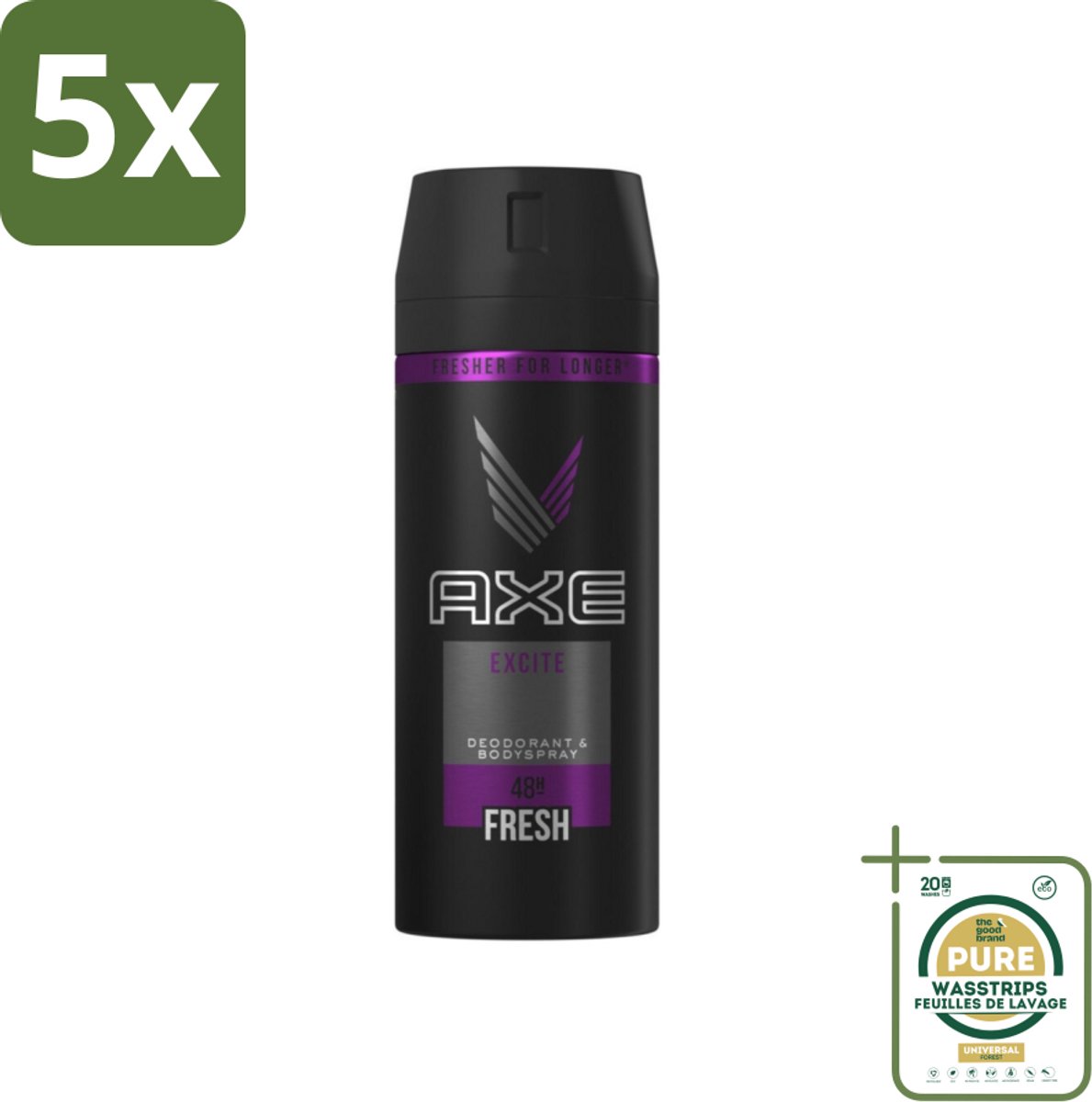 5 x Axe Deodorant Bodyspray Excite 150 ml - Grootverpakking - Axe Excite - Deodorant Bodyspray - Geur - Lichaamsgeur Bescherming - Onweerstaanbare Geur